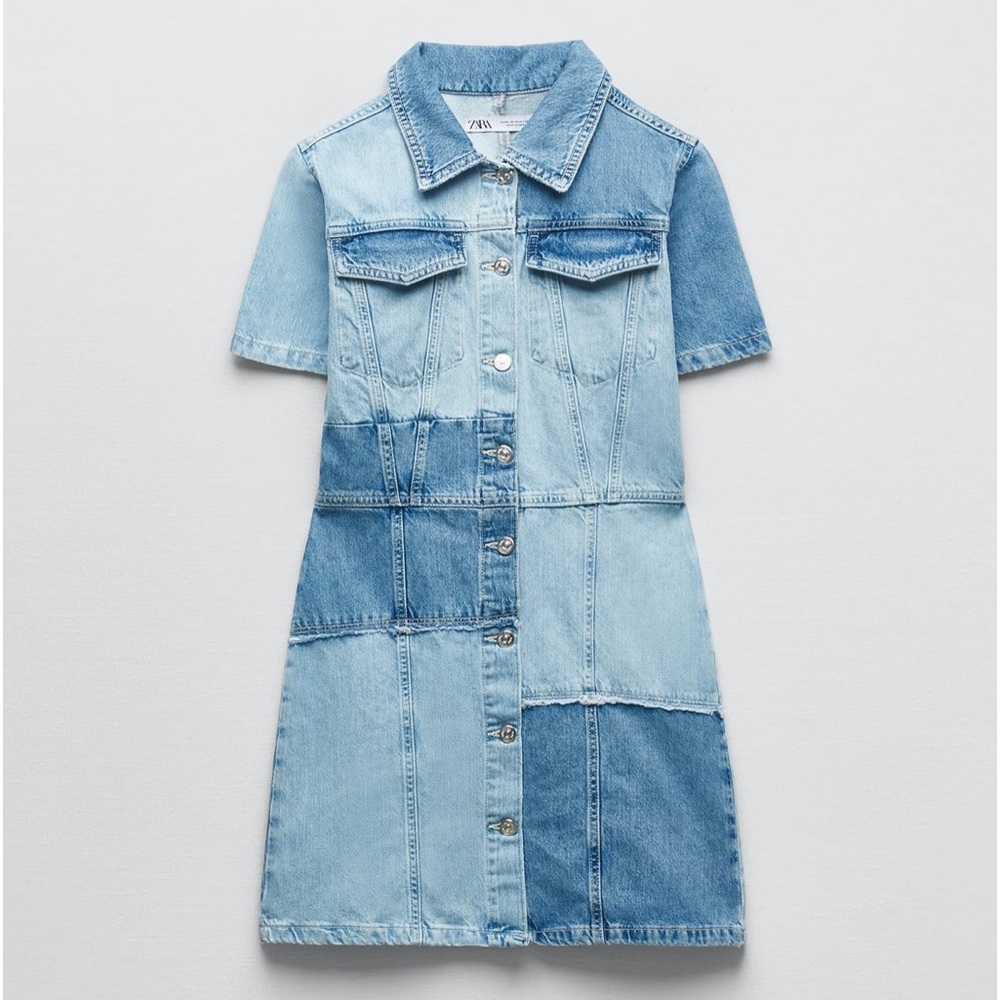 Zara Patchwork Z1975 Denim Dress Size Medium